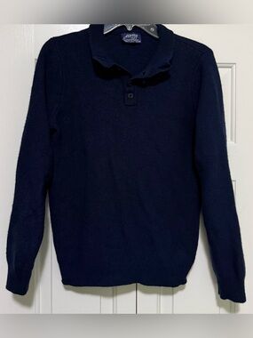 Jeremy Argyle Mens Large Blue Wool Yak Cashmere Blend Henley Sweater